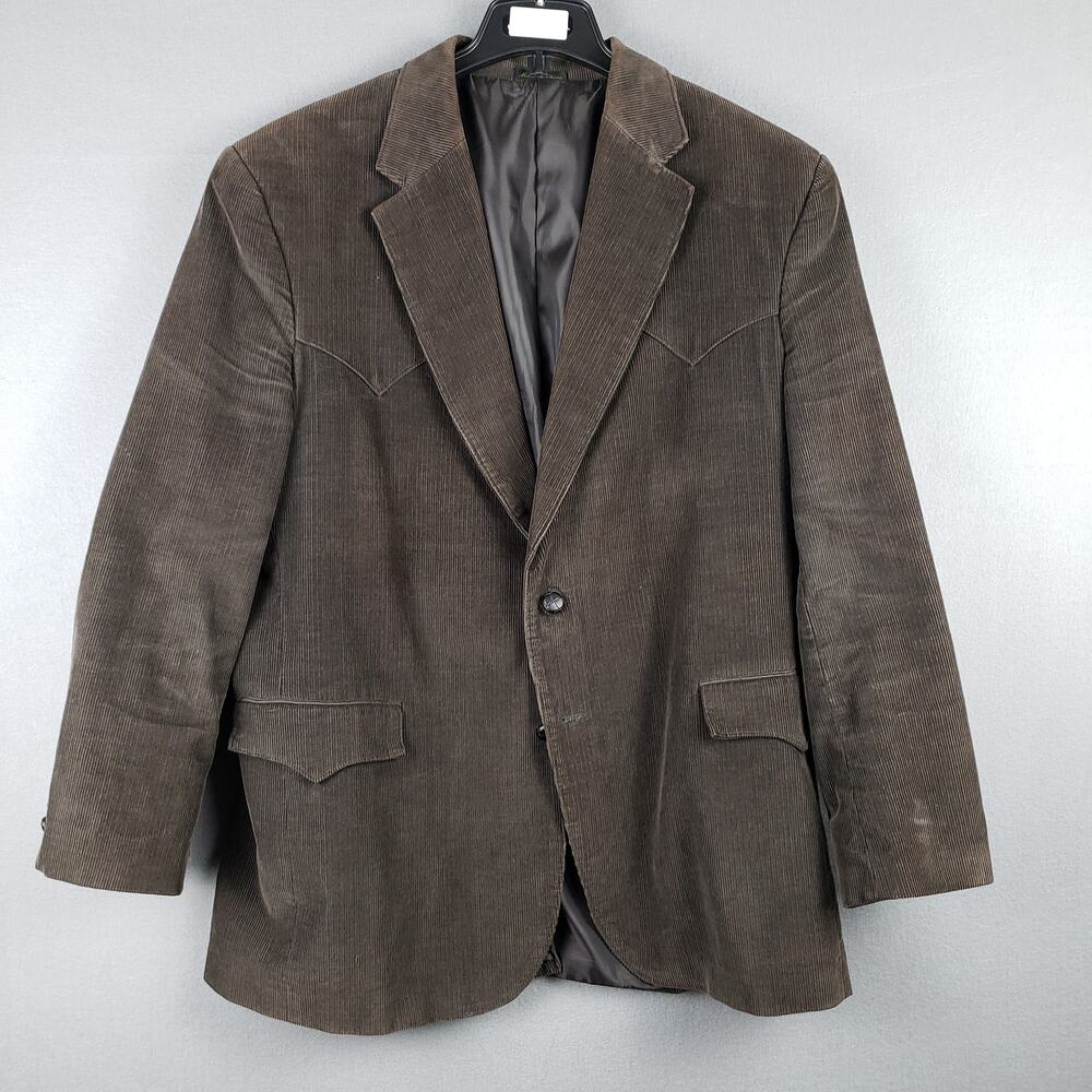Circle S Mens Size 46L Elbow Patch Corduroy Blazer Jacket Brown Western Classic